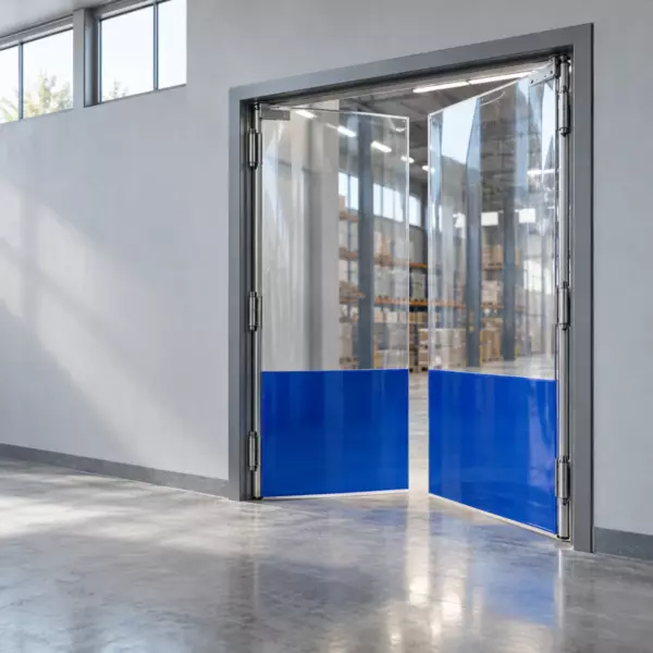 Маятниковая распашная двустворчатая эластичная дверь из ПВХ 230*220